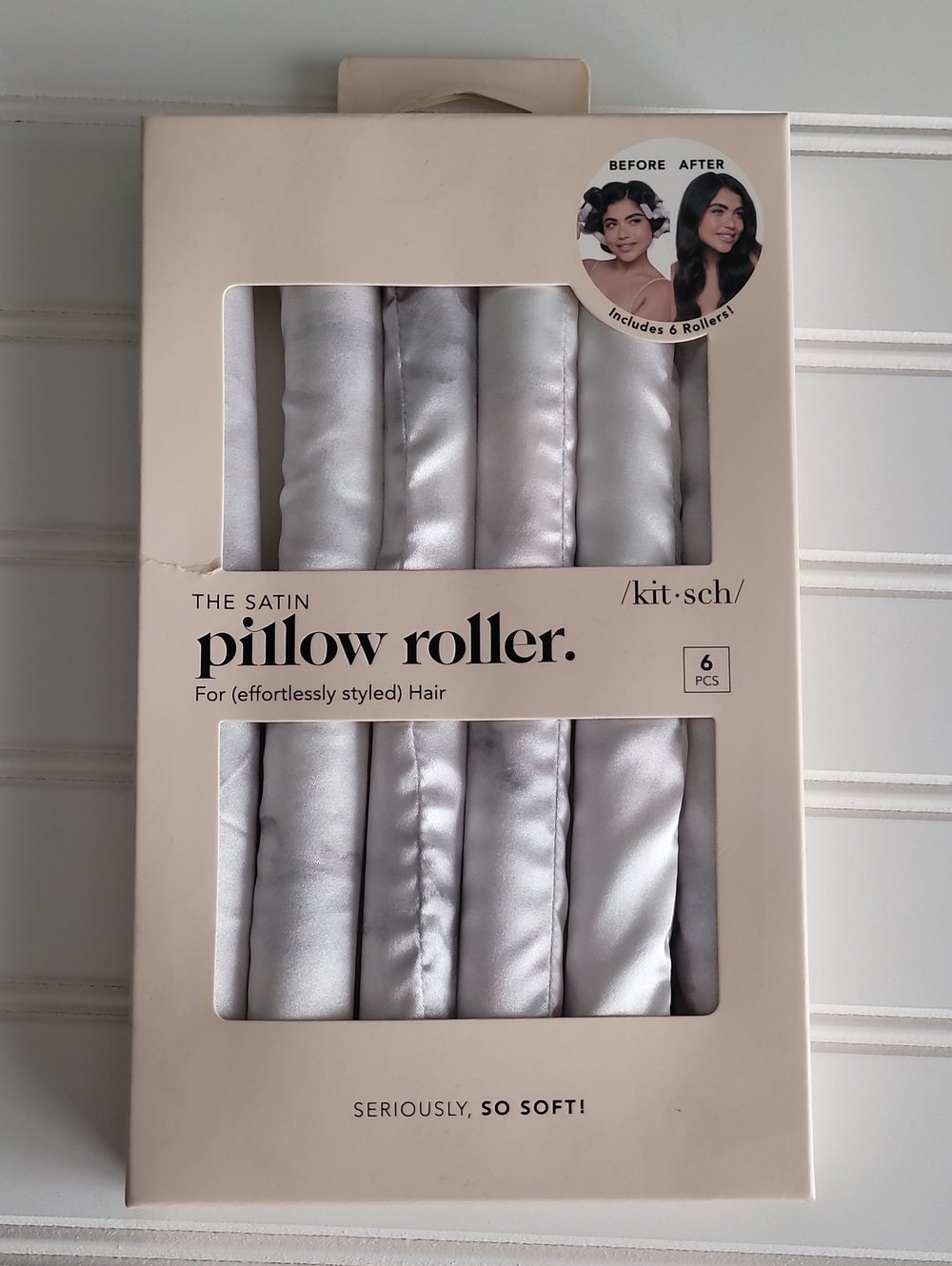 Kitsch Satin Pillow Roller Set in Silver